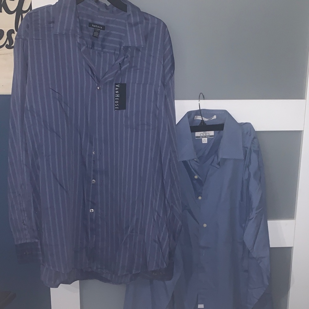Van Heusen Men's Striped and Solid Blue Dress Shirts